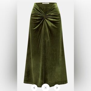 Elegant Olive Green Velvet Skirt size L